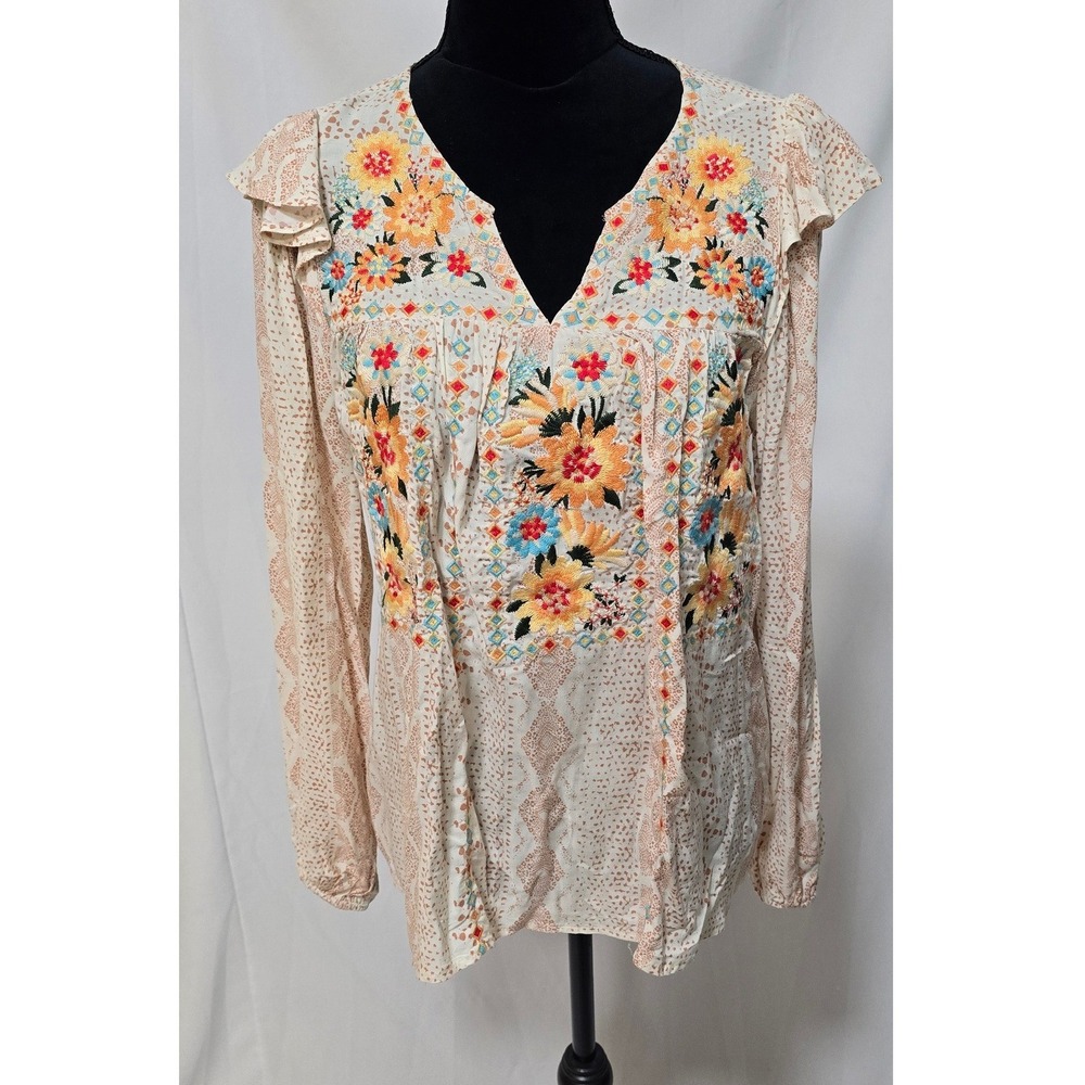 Savanna Jane women S long sleeve embroidered top costal cowgirl western boho